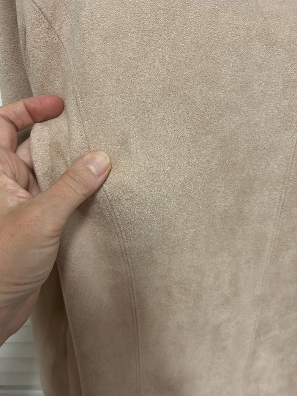 Women's Taupe Suede Look Open Front Jacket - Picture 4 of 4